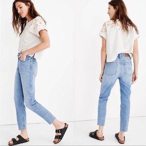 Madewell The Mom Jean Basley Wash Mild Distressed Size 27 High Rise